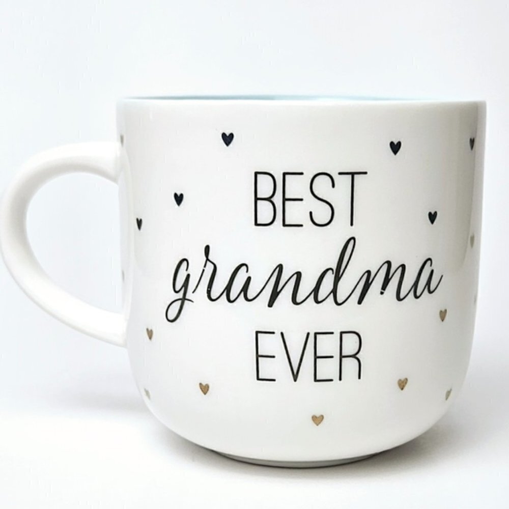 Best Grandma Ever Coffee Mug White Heart Print Gift Ceramic Cup